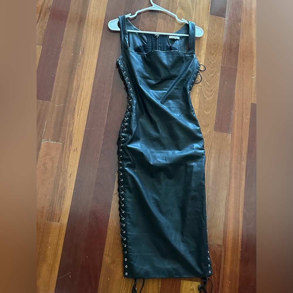 Elegant Black Lace-Up Dress